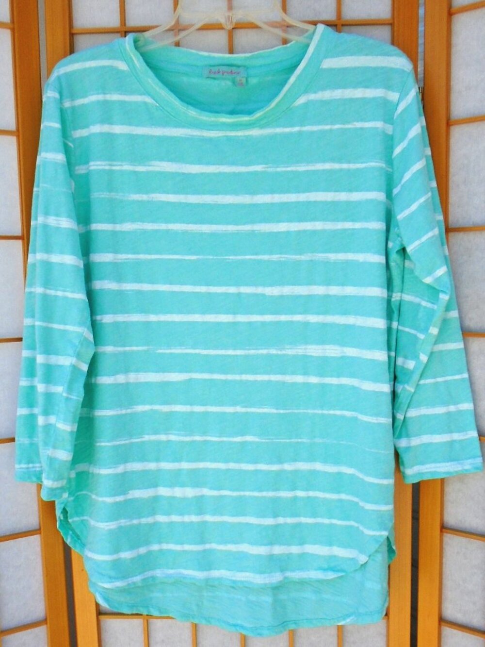 Catalina Tunic Brushed Stripes Palm green 3/4 sleeve